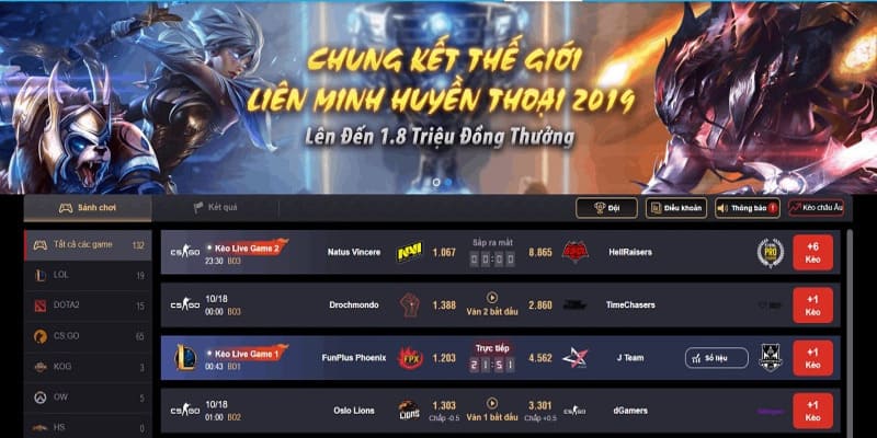Cá cược e-sports trực tuyến có 102